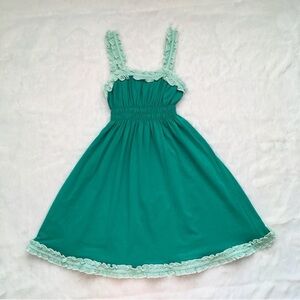 Lauren James Green and White Seersucker Ruffle Dress, size small
